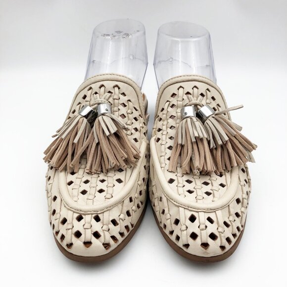 JOHNSTON & MURPHY Ali Woven Tassel Mule Bone Glove Leather Womens 6.5 - Picture 2 of 8